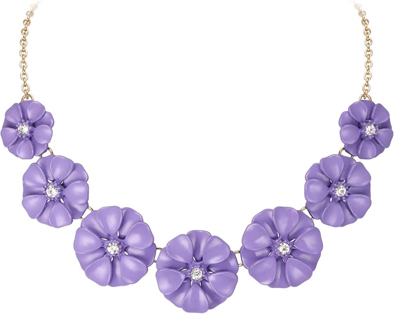 Flyonce Flower Collar Necklace, Floral Flowers Statement Summer Beach Chokers Necklaces for Women - Image 1